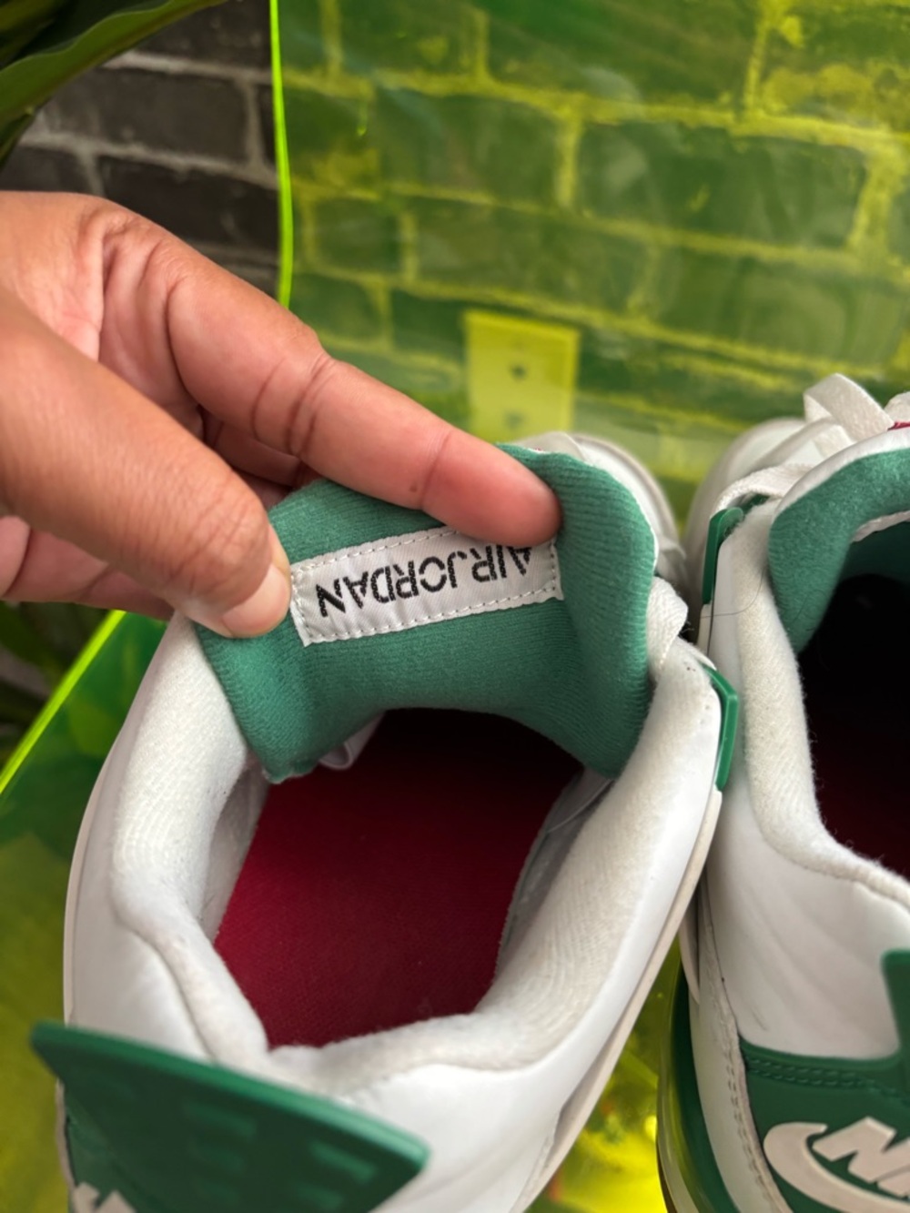 Jordan White, Green & Red Retro Athletic Sneakers - Picture 5 of 6